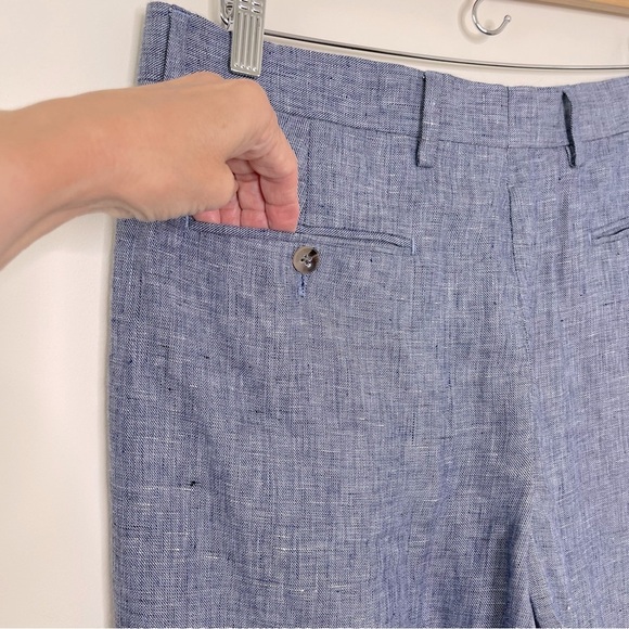 Murano Baird McNutt Linen Alex Slim Fit Flat Front Dress Pants Mens wedding - Picture 7 of 9